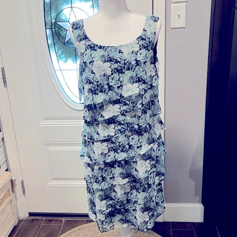 Connected Apparel shades of Blue on Layers of soft ruffles. Fully lined, 12
